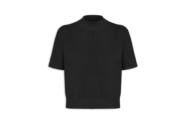 Blusa Feminina Manga Curta Em Tricot - Preto