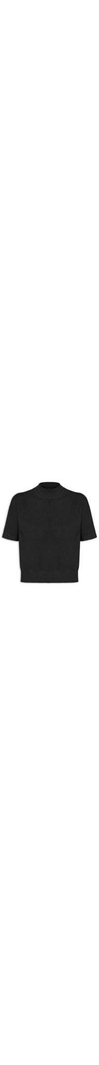 Blusa Feminina Manga Curta Em Tricot - Preto