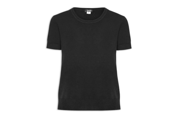 Blusa Feminina Manga Curta Em Tricot - Preto