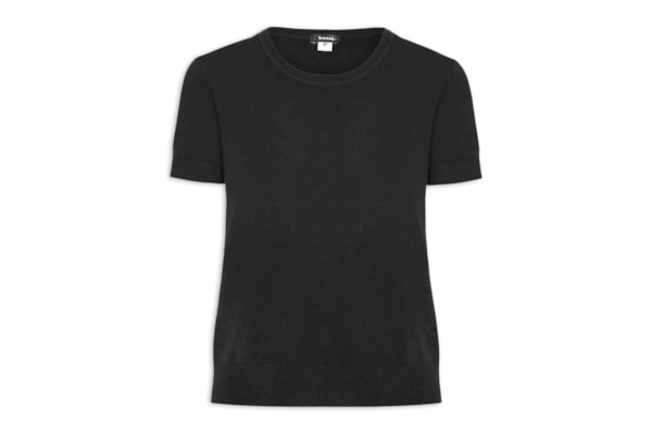 Blusa Feminina Manga Curta Em Tricot - Preto