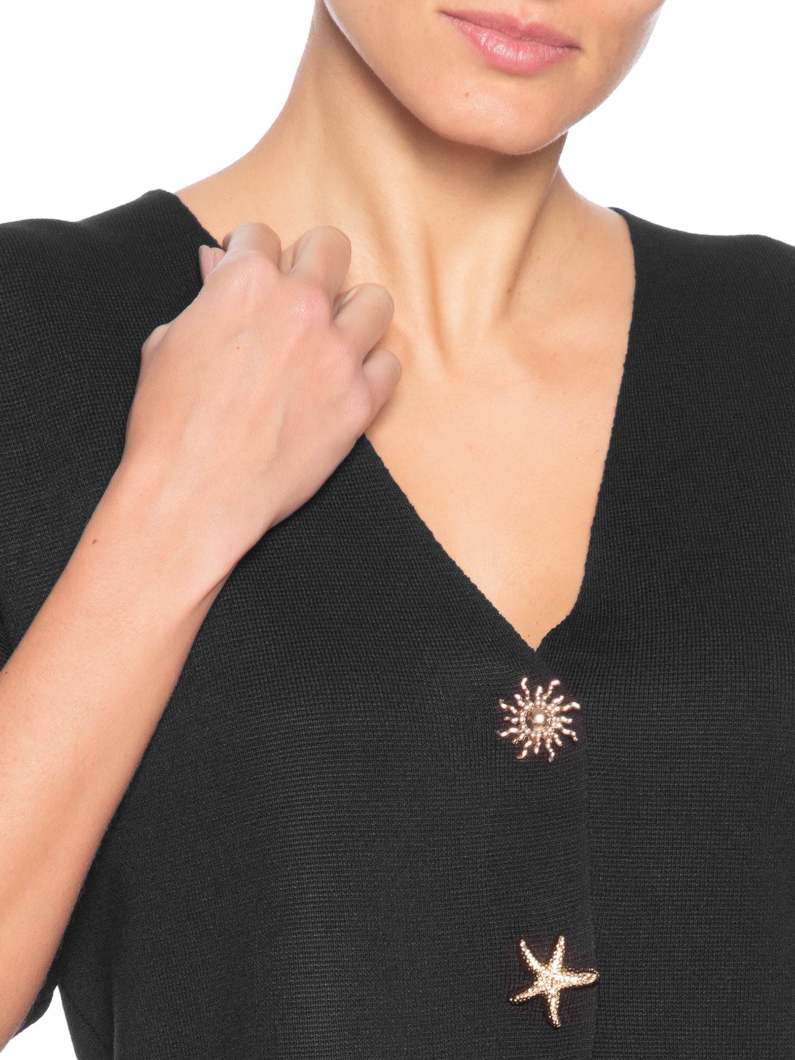 Blusa Feminina Manga Curta Em Tricot Preto '2Essential
