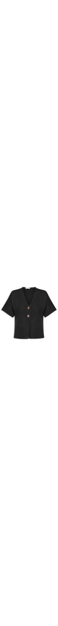 Blusa Feminina Manga Curta Em Tricot - Preto