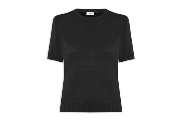 Blusa Feminina Manga Curta em Tricot - Preto