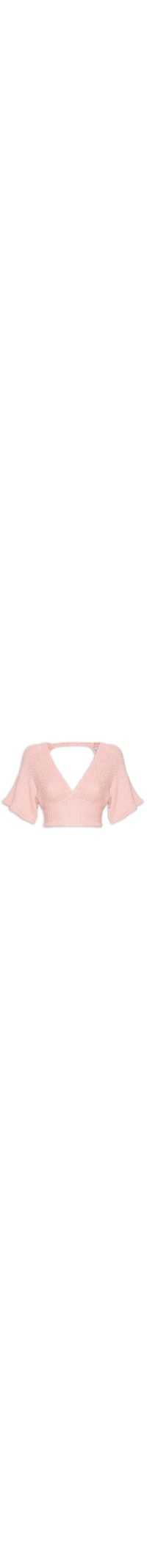 Blusa Feminina Manga Curta Em Tricot - Rosa