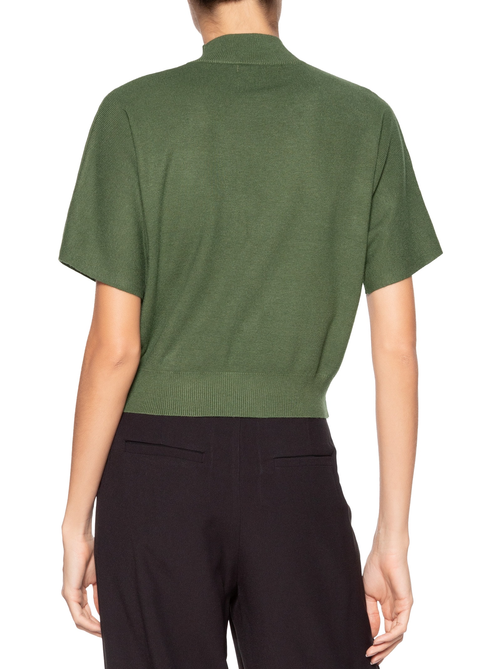 Blusa Feminina Manga Curta Em Tricot Verde '2Essential