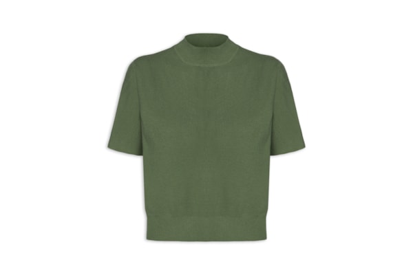 Blusa Feminina Manga Curta Em Tricot - Verde