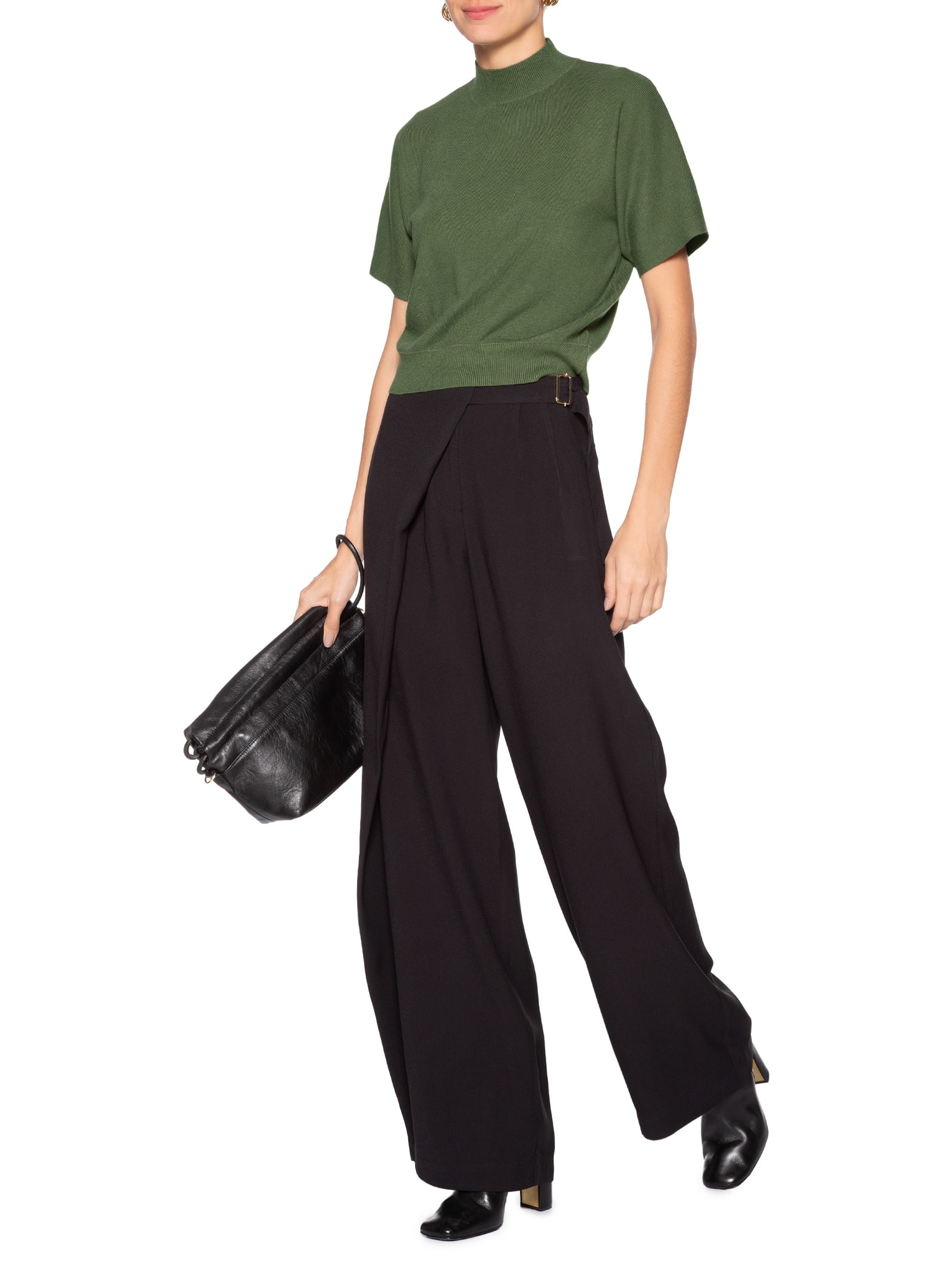 Blusa Feminina Manga Curta Em Tricot Verde '2Essential