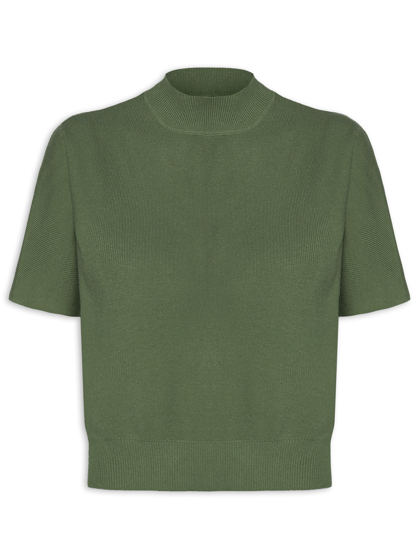 Blusa Feminina Manga Curta Em Tricot Verde '2Essential