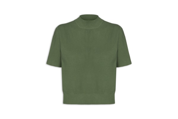 Blusa Feminina Manga Curta Em Tricot - Verde