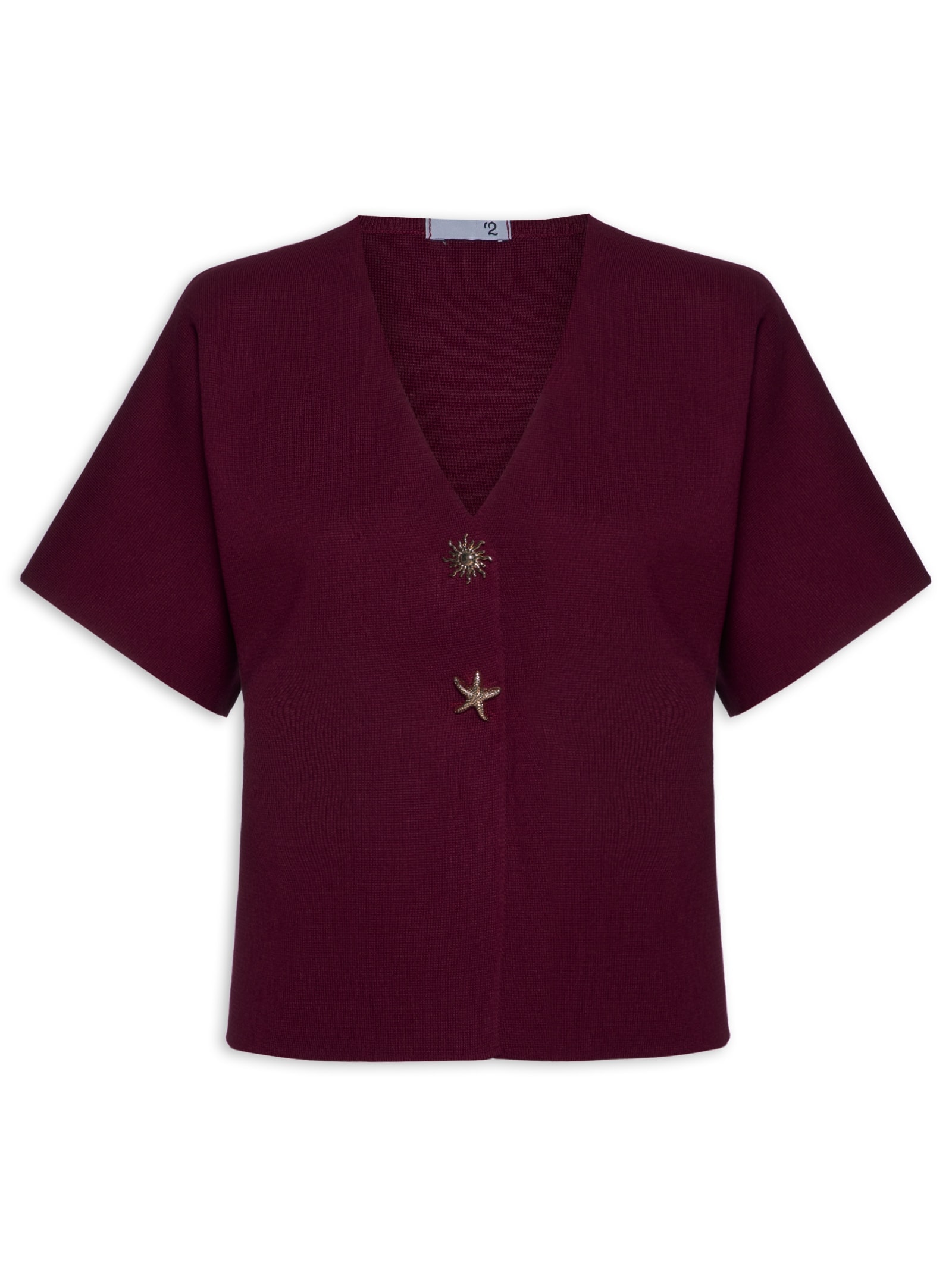 Blusa Feminina Manga Curta Em Tricot Vermelho '2Essential
