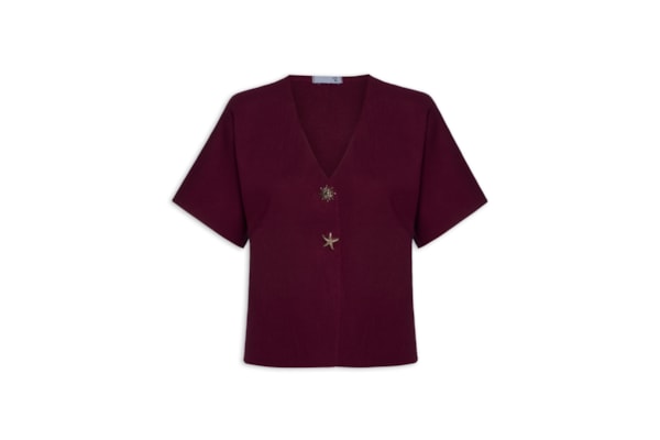 Blusa Feminina Manga Curta Em Tricot - Vermelho