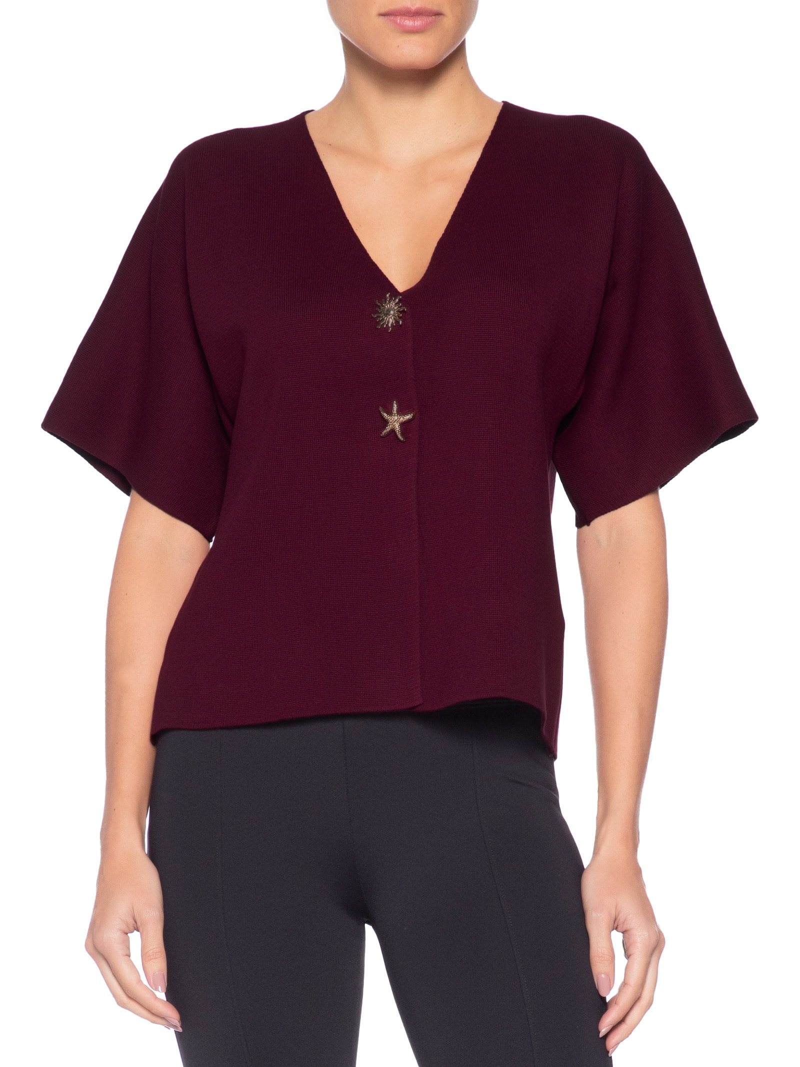 Blusa Feminina Manga Curta Em Tricot Vermelho '2Essential
