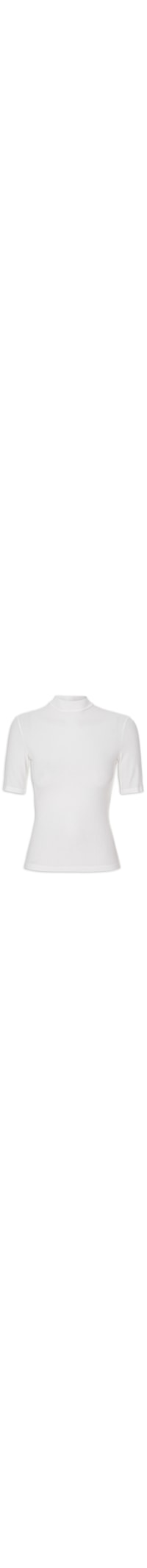 Blusa Feminina Manga Curta Gola Alta - Off White