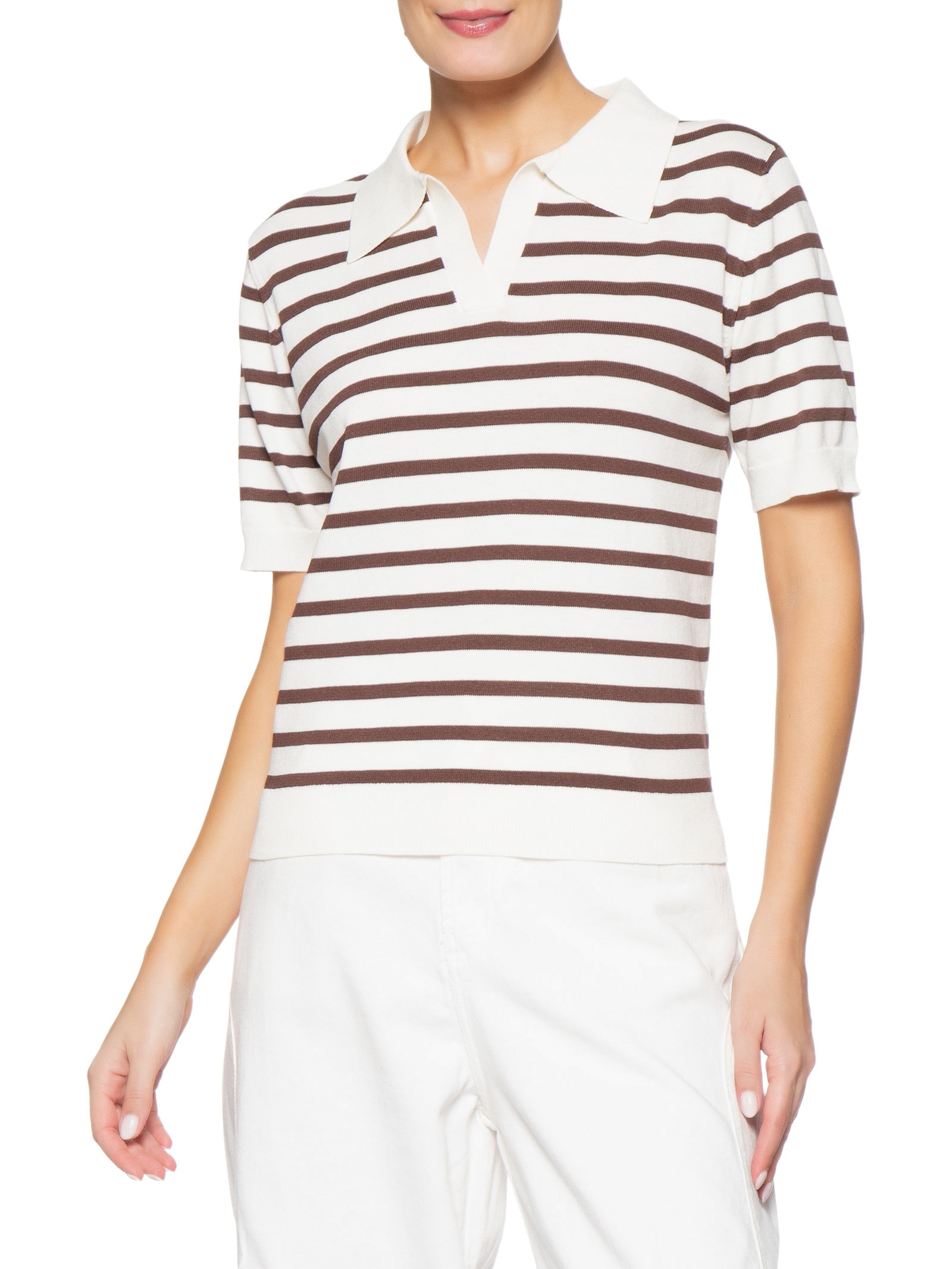 Blusa Feminina Manga Curta Gola Esporte Marrom Basiq