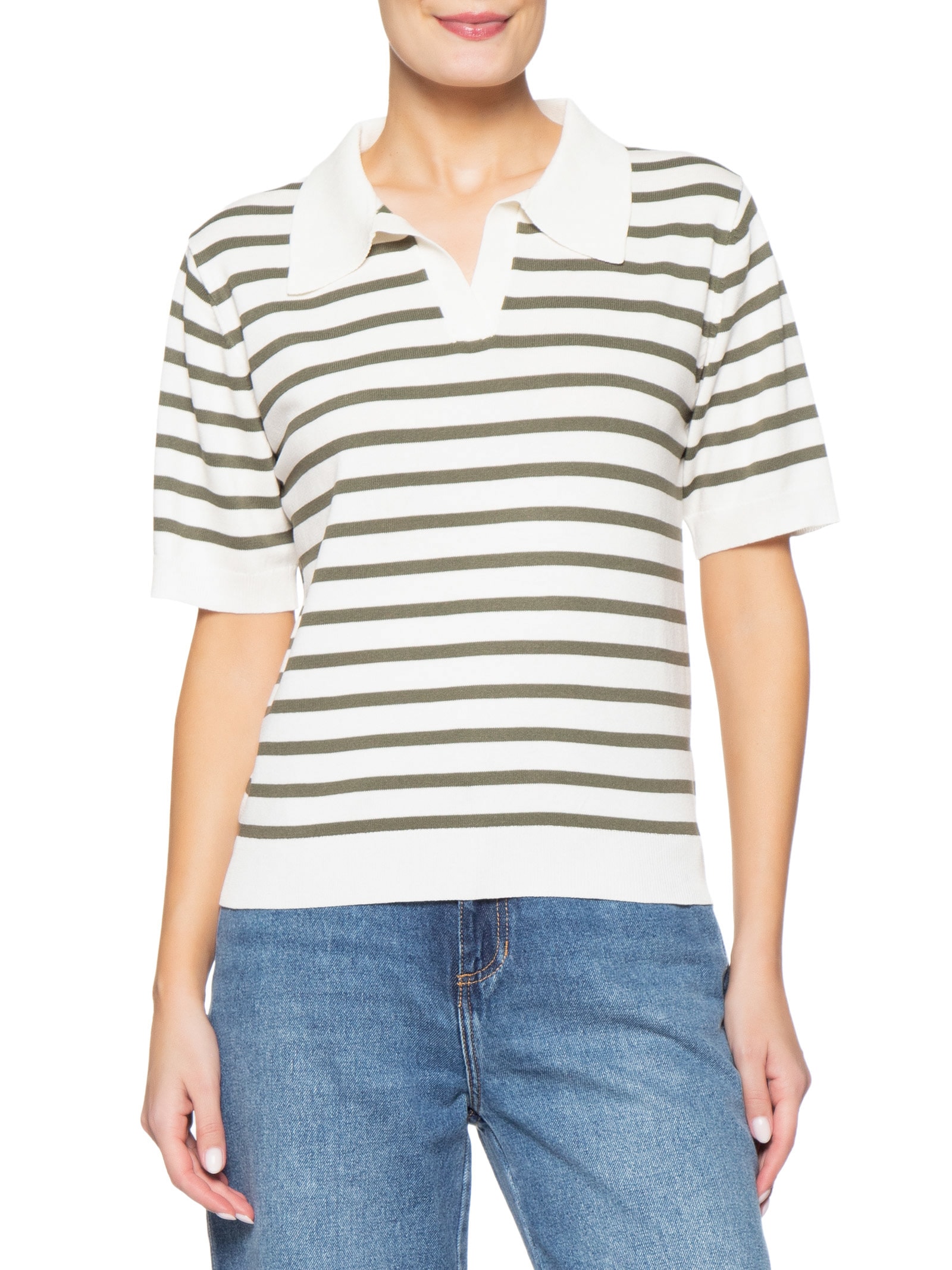 Blusa Feminina Manga Curta Gola Esporte Verde Basiq