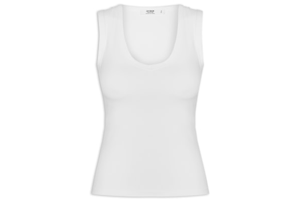 Blusa Feminina Manga Curta Hold Me V Neck Tank - Branco