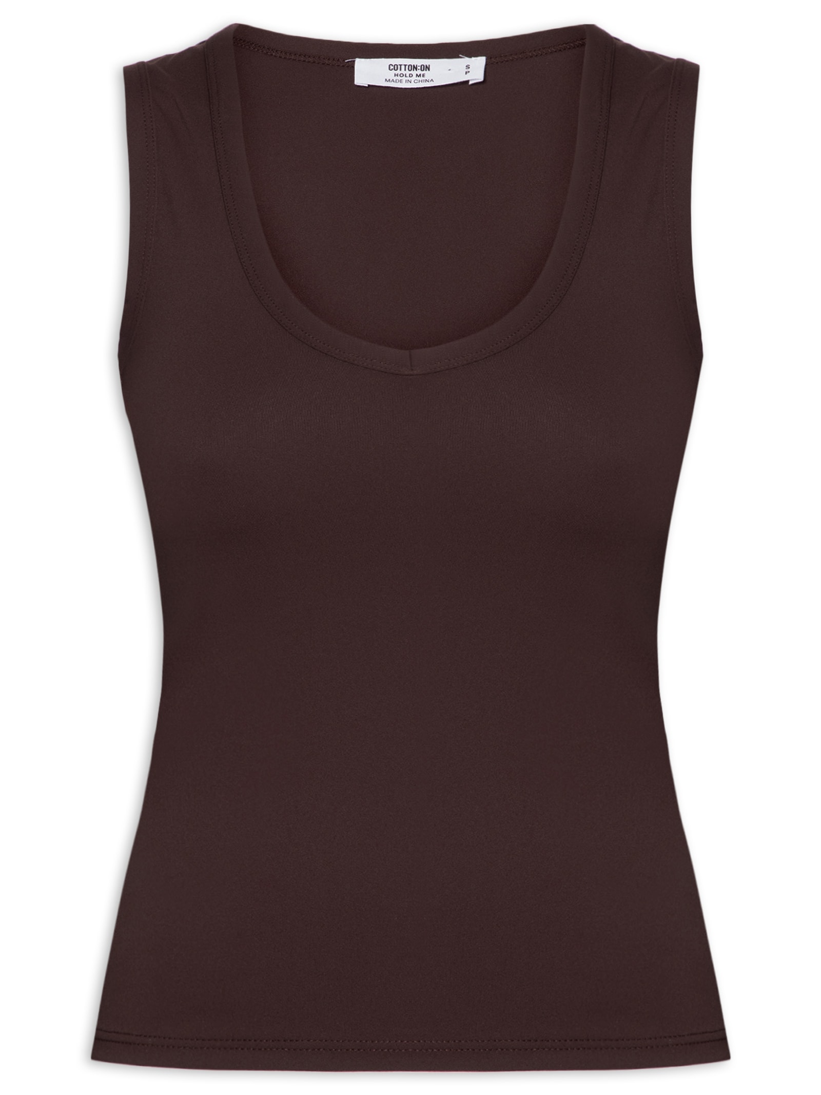 Blusa Feminina Manga Curta Hold Me V Neck Tank Marrom Cotton On