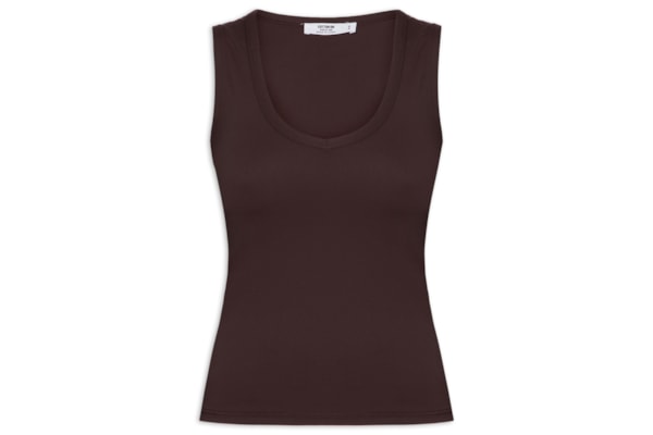 Blusa Feminina Manga Curta Hold Me V Neck Tank – Marrom