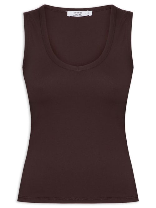 Blusa Feminina Manga Curta Hold Me V Neck Tank – Marrom