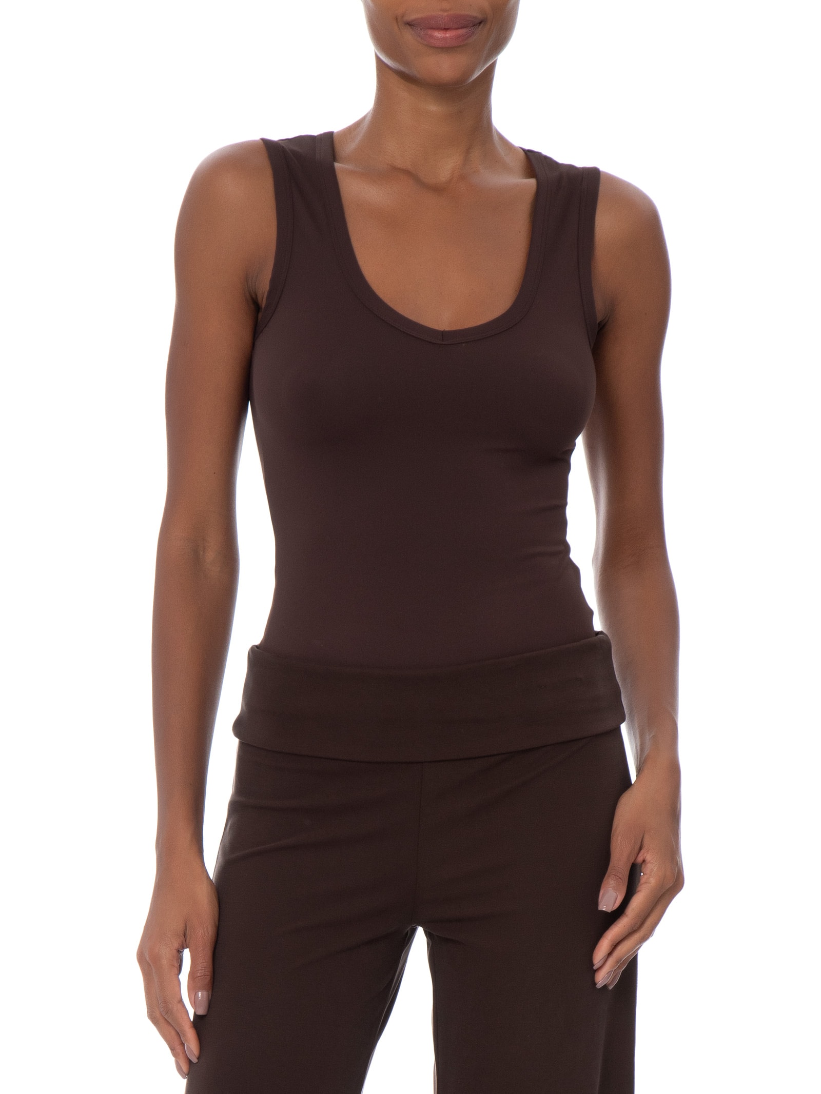 Blusa Feminina Manga Curta Hold Me V Neck Tank – Marrom Cotton On
