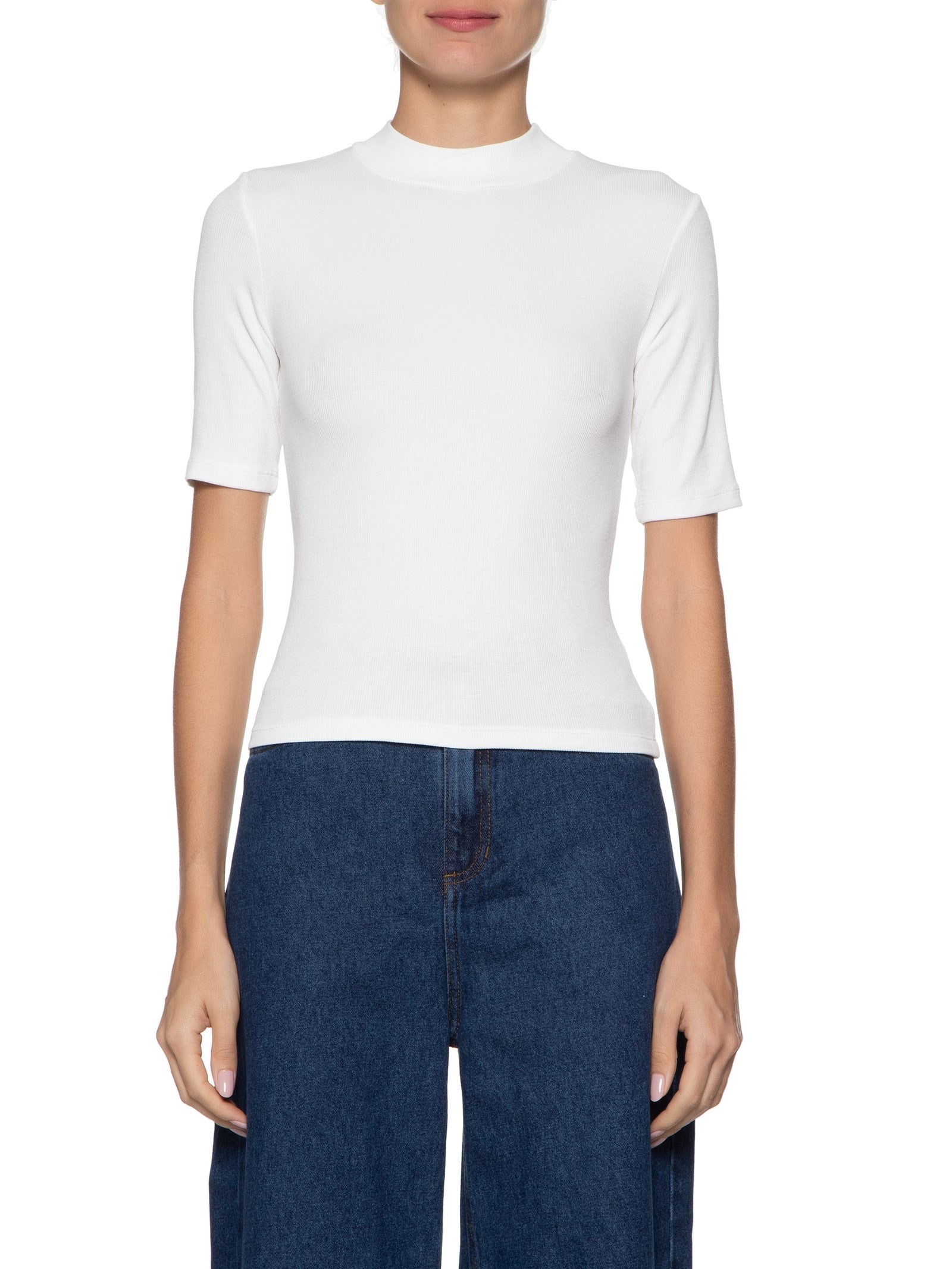 Blusa Feminina Manga Curta Justa ao Corpo Marrom Basiq