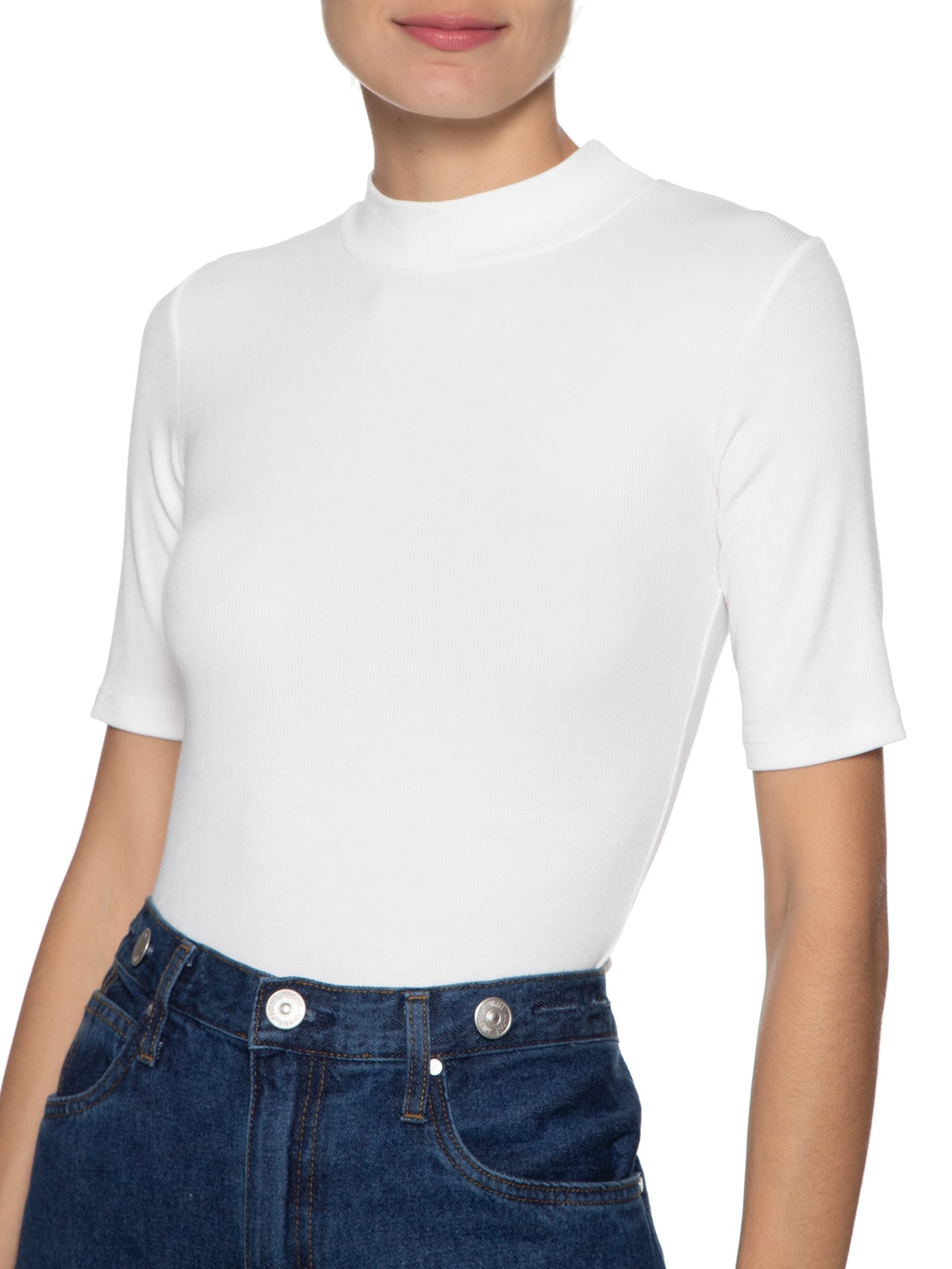 Blusa Feminina Manga Curta Justa ao Corpo Marrom Basiq