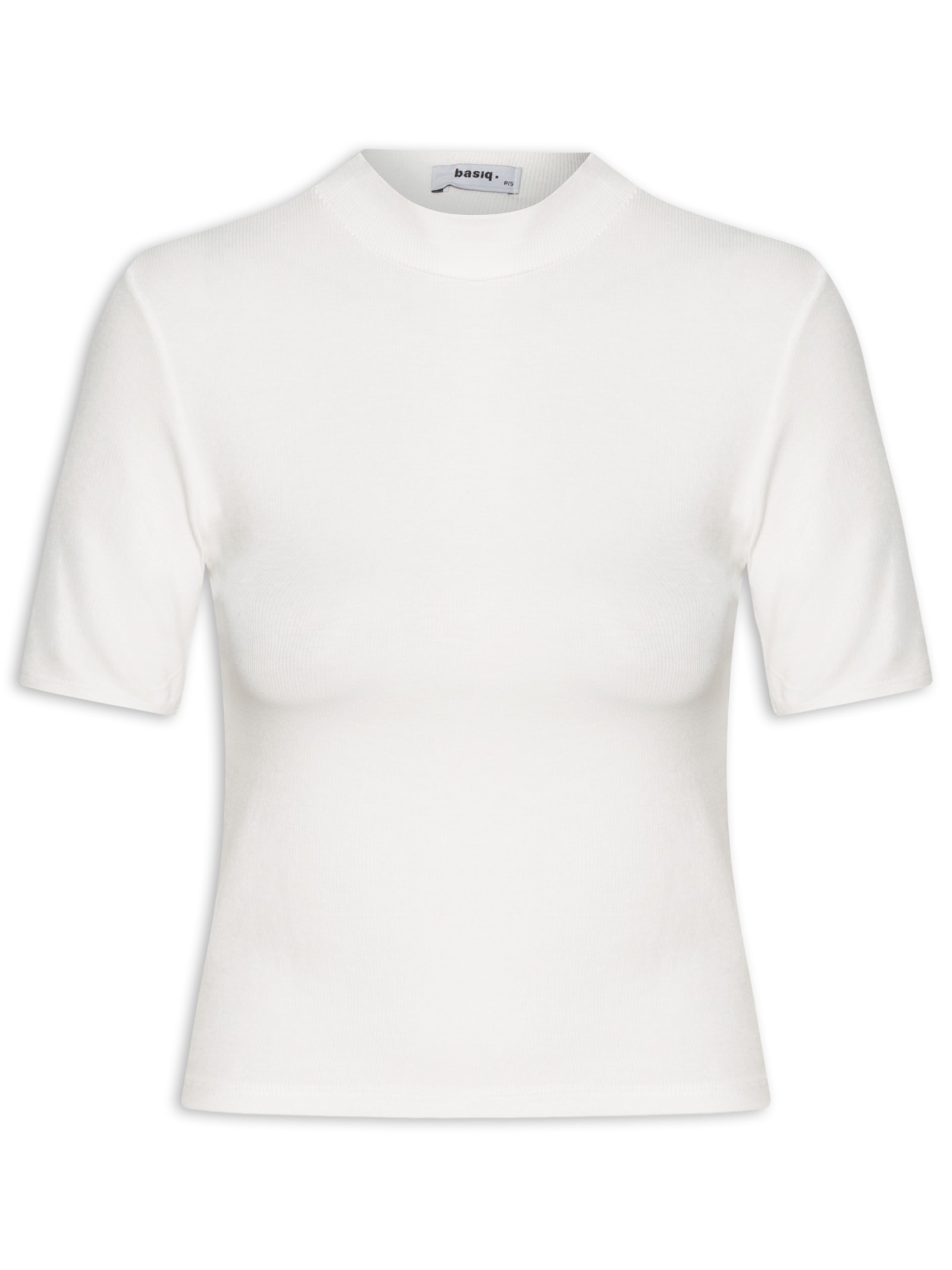 Blusa Feminina Manga Curta Justa ao Corpo Off White Basiq