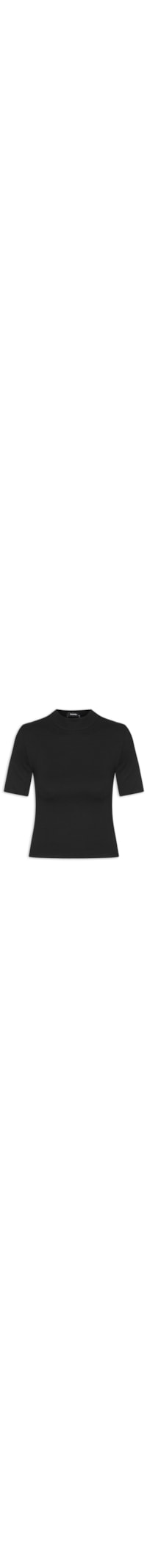 Blusa Feminina Manga Curta Justa ao Corpo - Preto