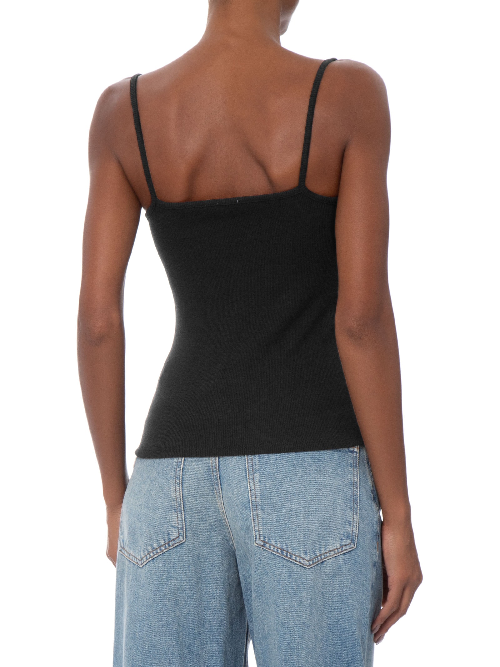 Blusa Feminina Manga Curta Lace Trim Longline Cami Preto Cotton On