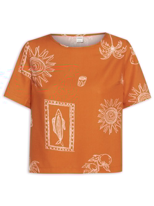 Blusa Feminina Manga Curta – Laranja