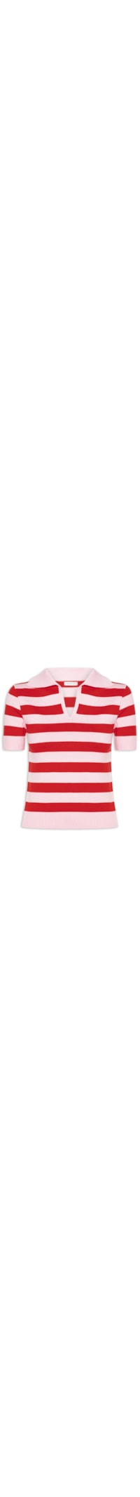 Blusa Feminina Manga Curta Listrada Em Tricot - Rosa