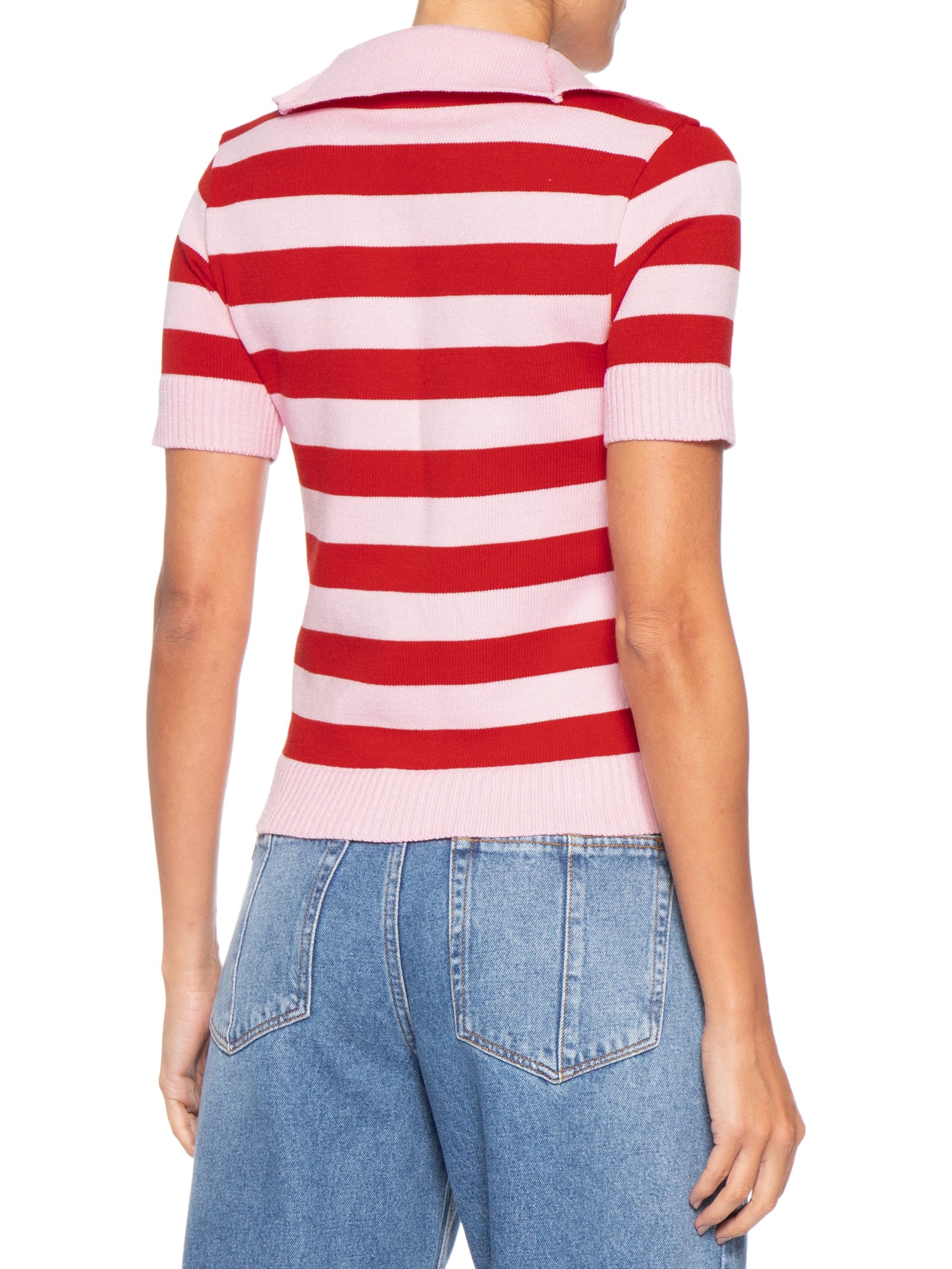 Blusa Feminina Manga Curta Listrada Em Tricot Rosa Market 33