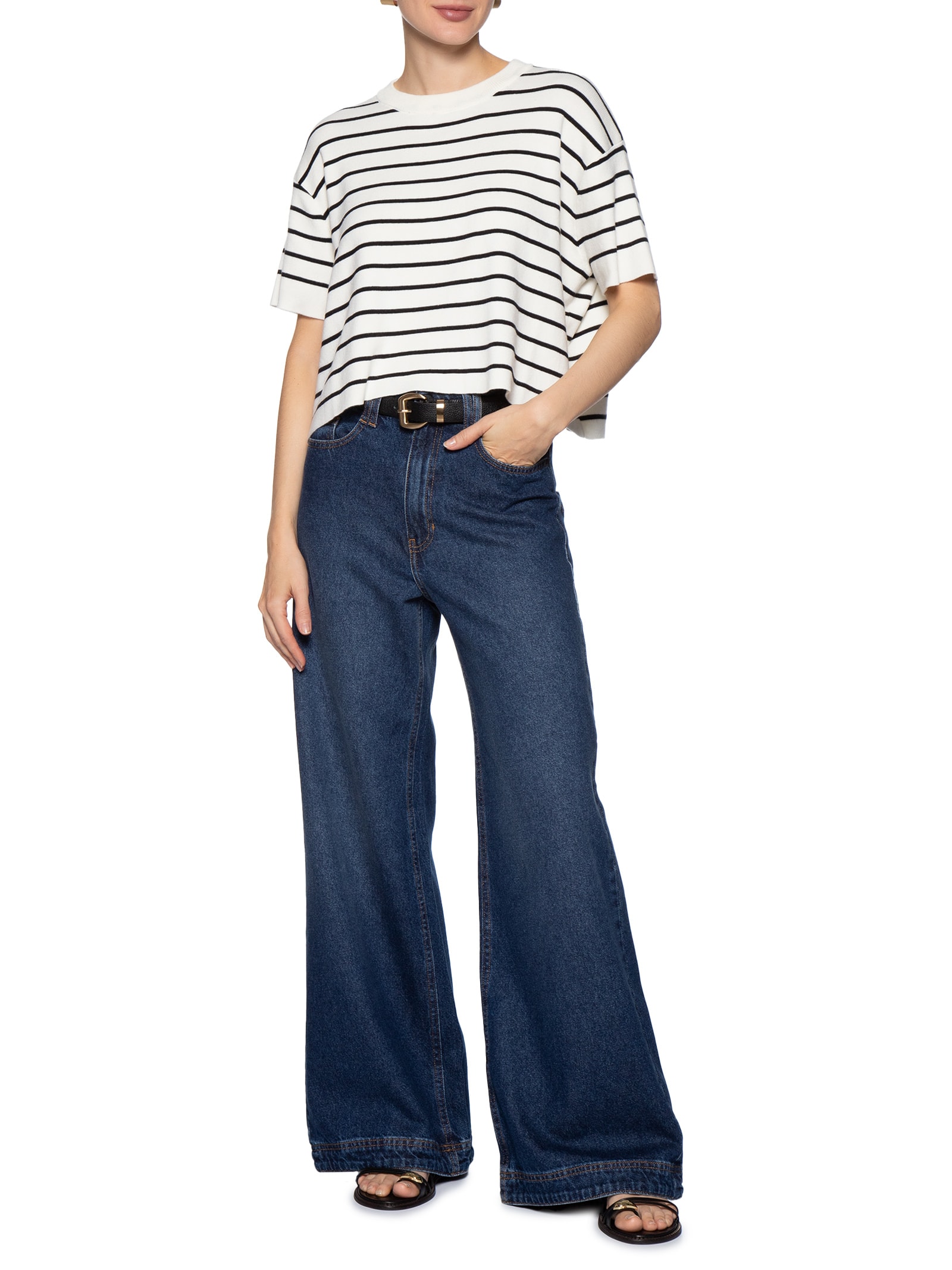 Blusa Feminina Manga Curta Luisa I Branco Le Lis