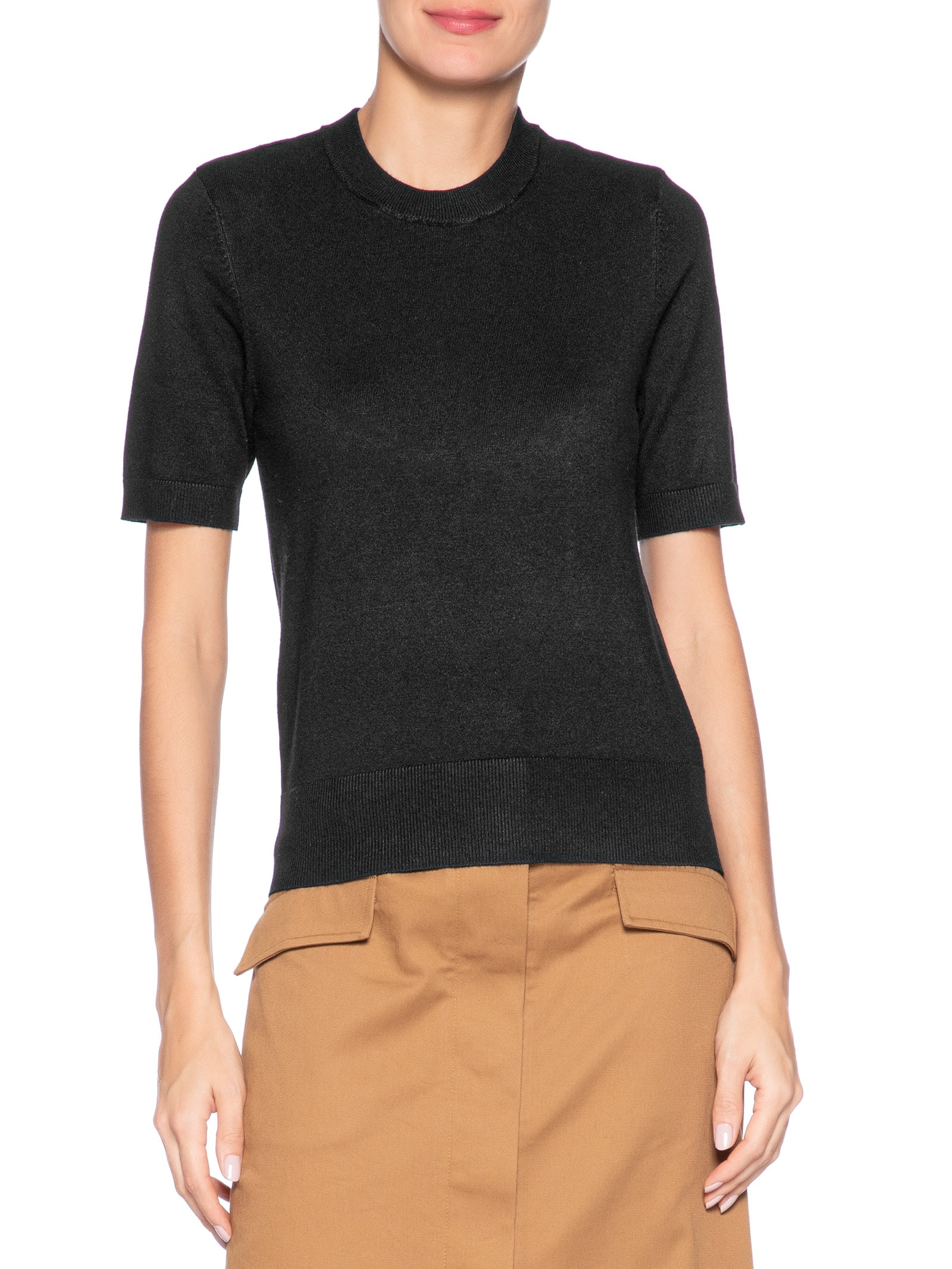 Blusa Feminina Manga Curta Olivia Preto Le Lis