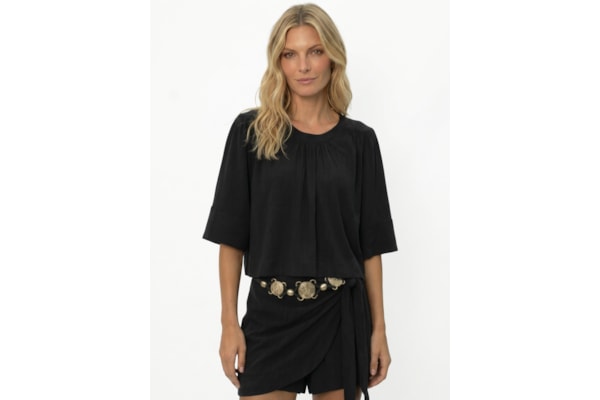 Blusa Feminina Manga Curta Pala - Preto