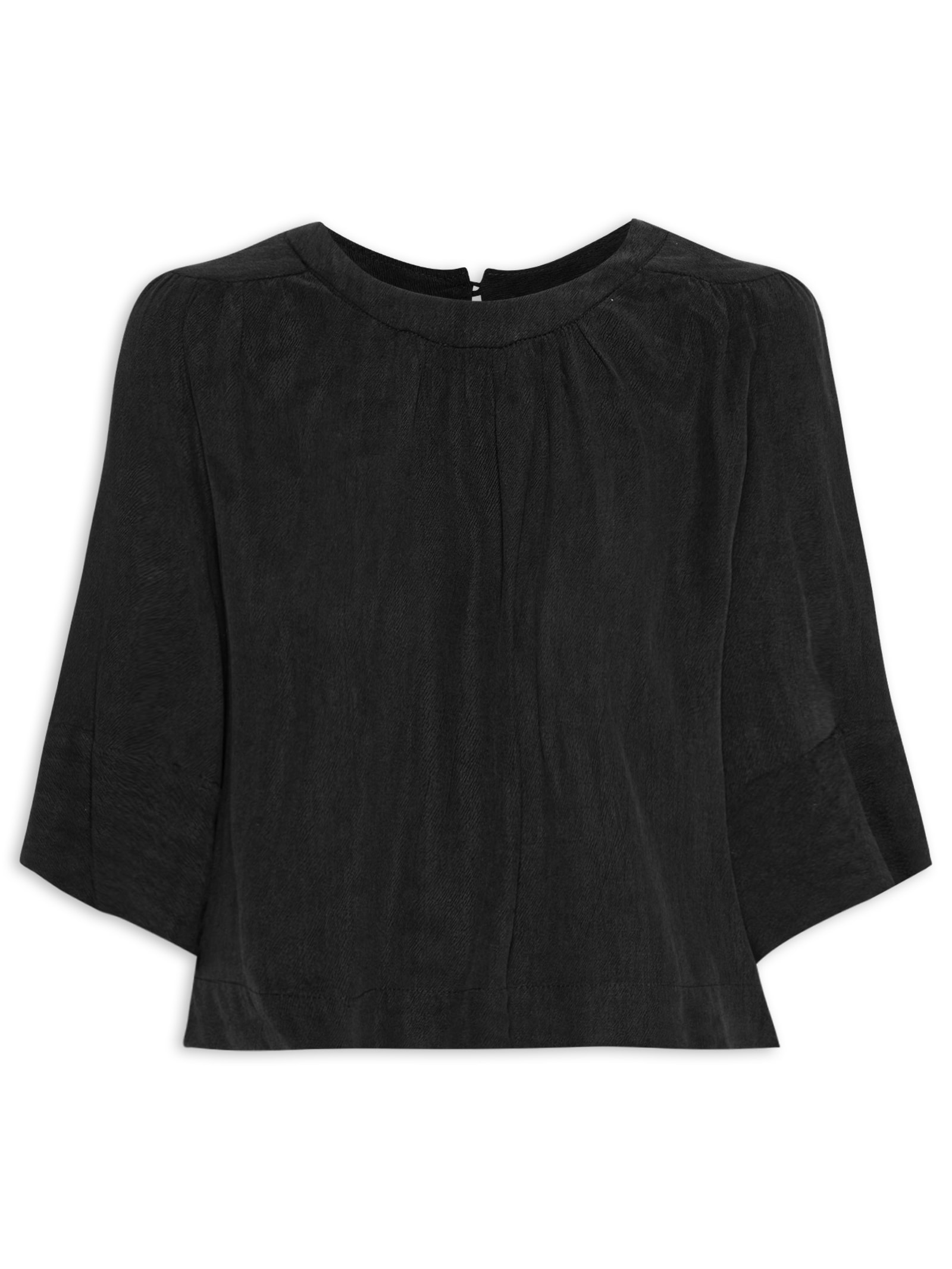 Blusa Feminina Manga Curta Pala Preto Maria Filó