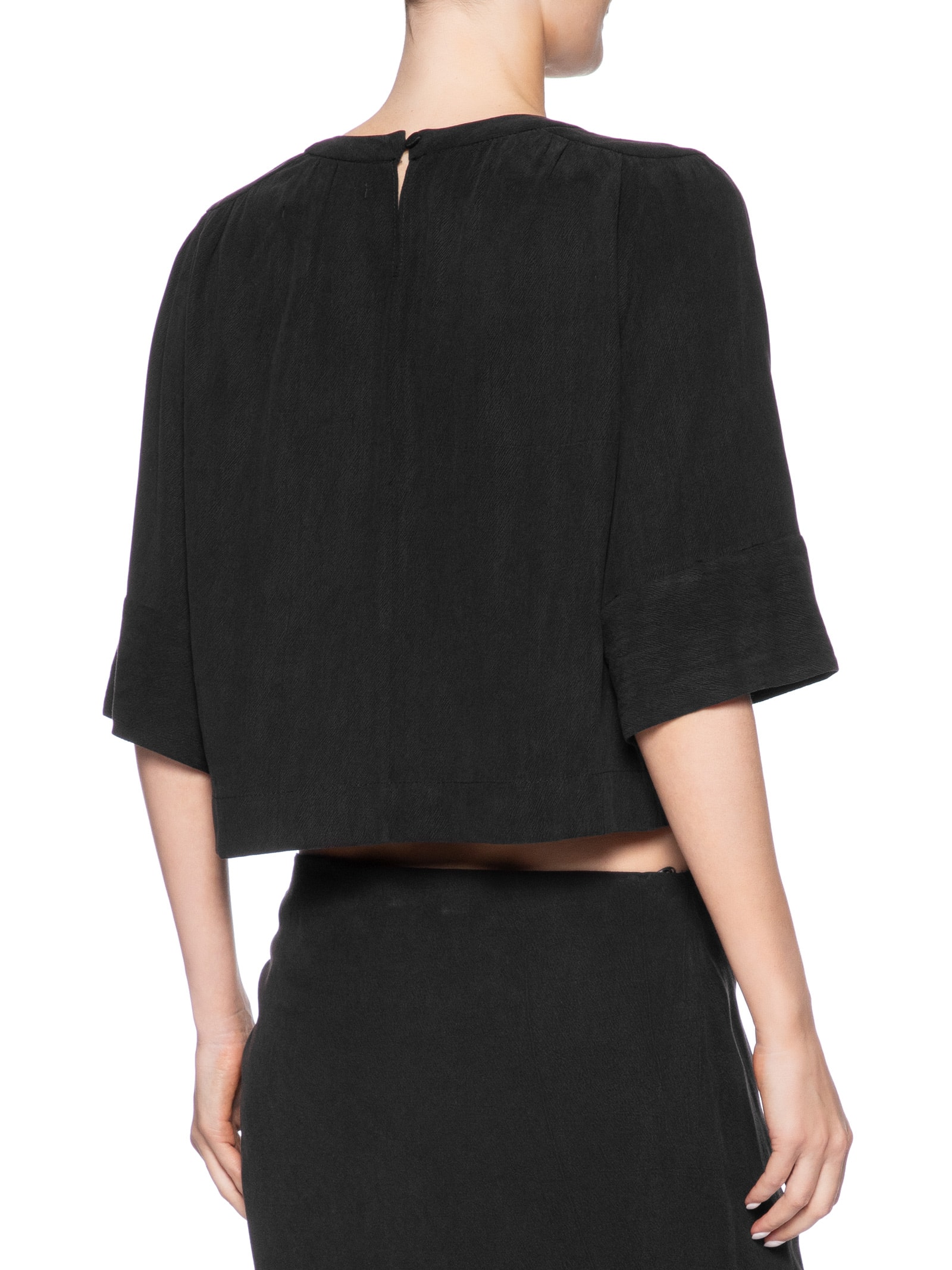 Blusa Feminina Manga Curta Pala Preto Maria Filó