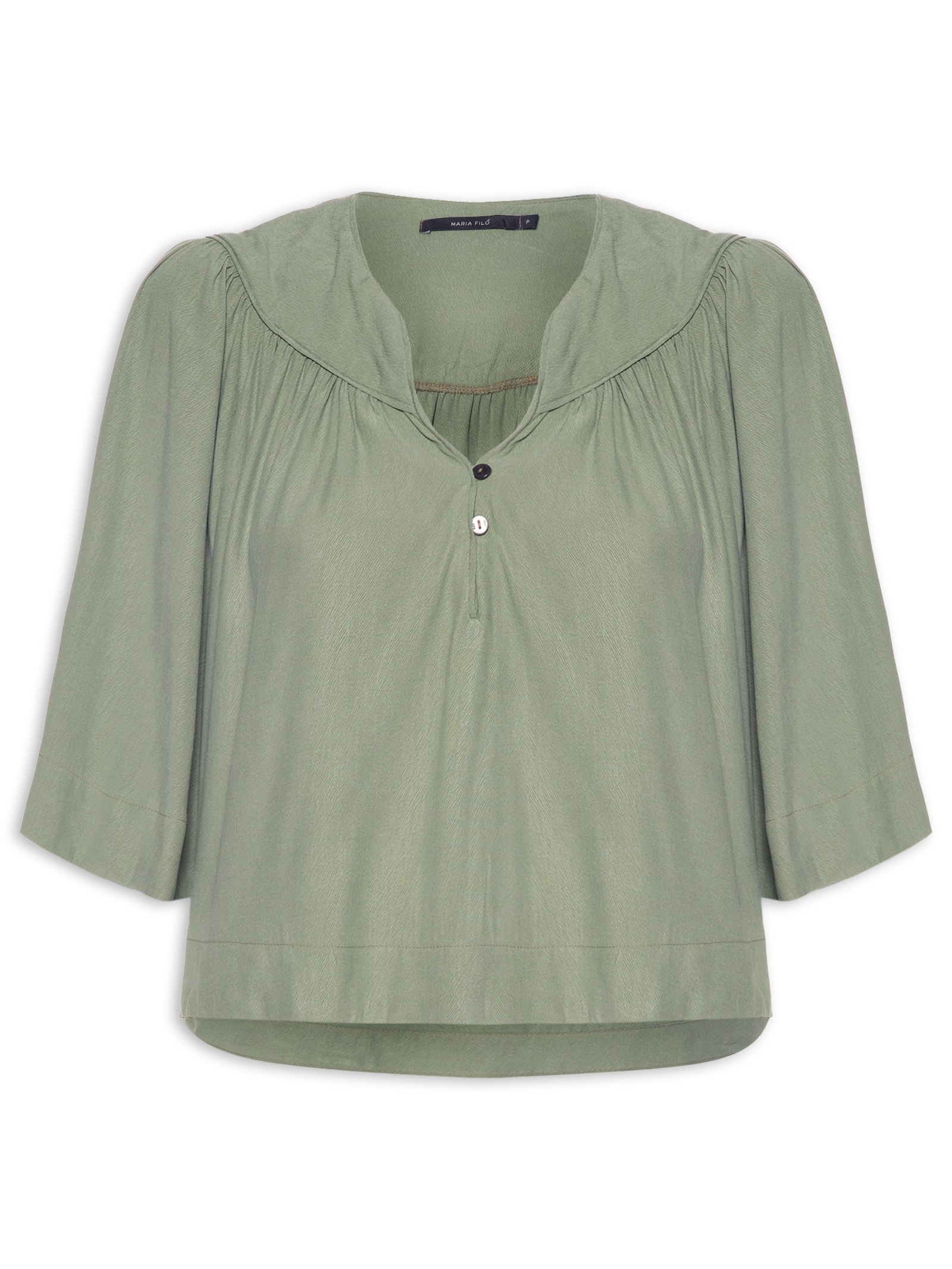 Blusa Feminina Manga Curta Pala Verde Maria Filó