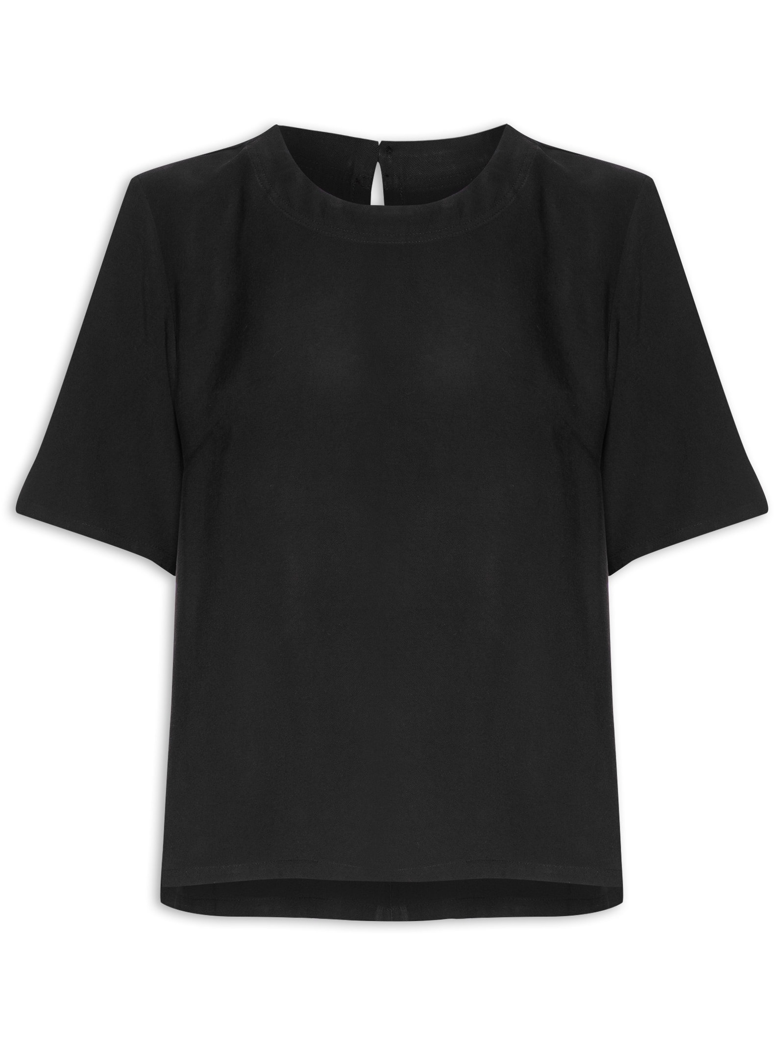 Blusa Feminina Manga Curta Peach Touch – Preto Hering