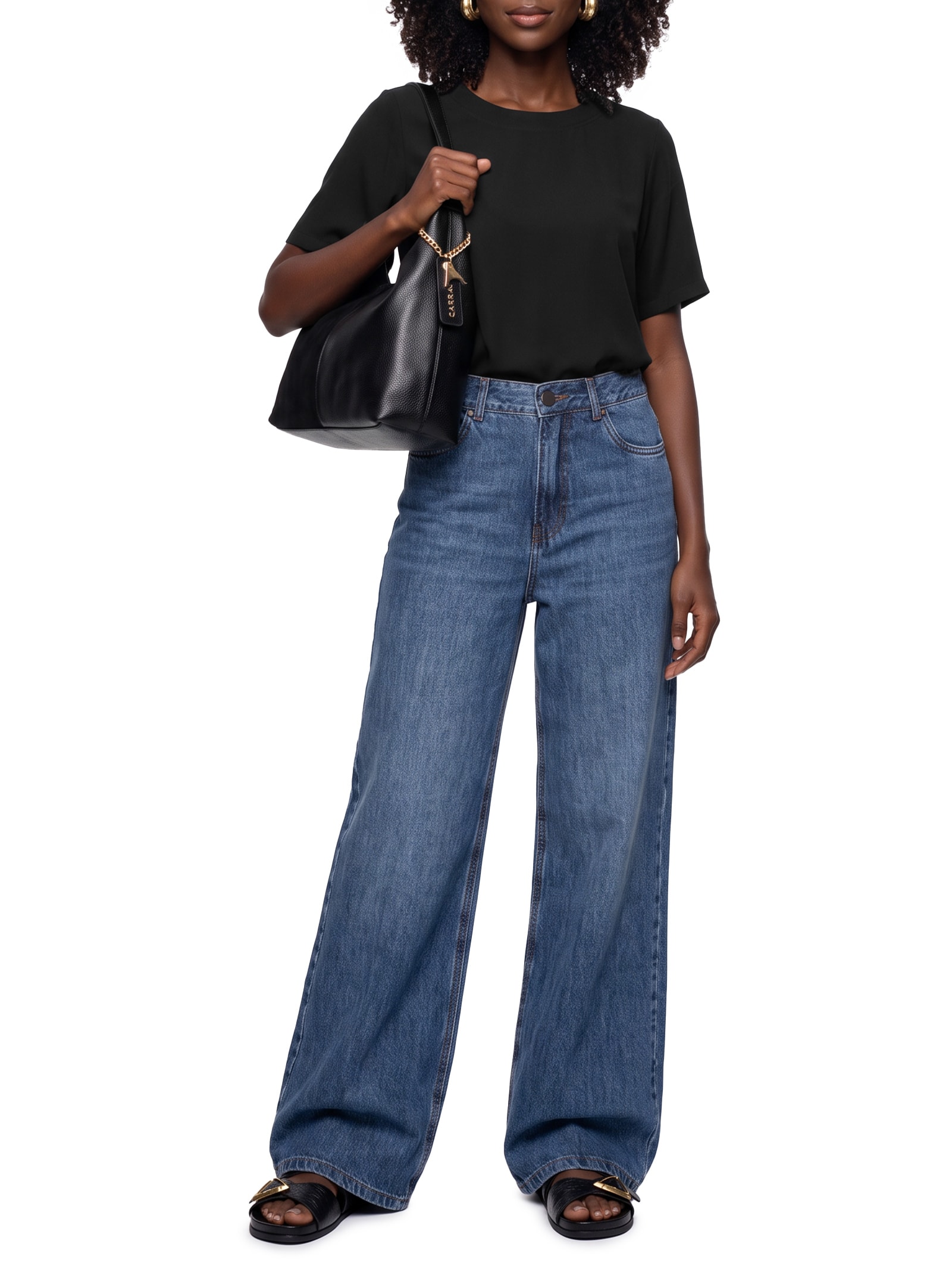 Blusa Feminina Manga Curta Peach Touch – Preto Hering