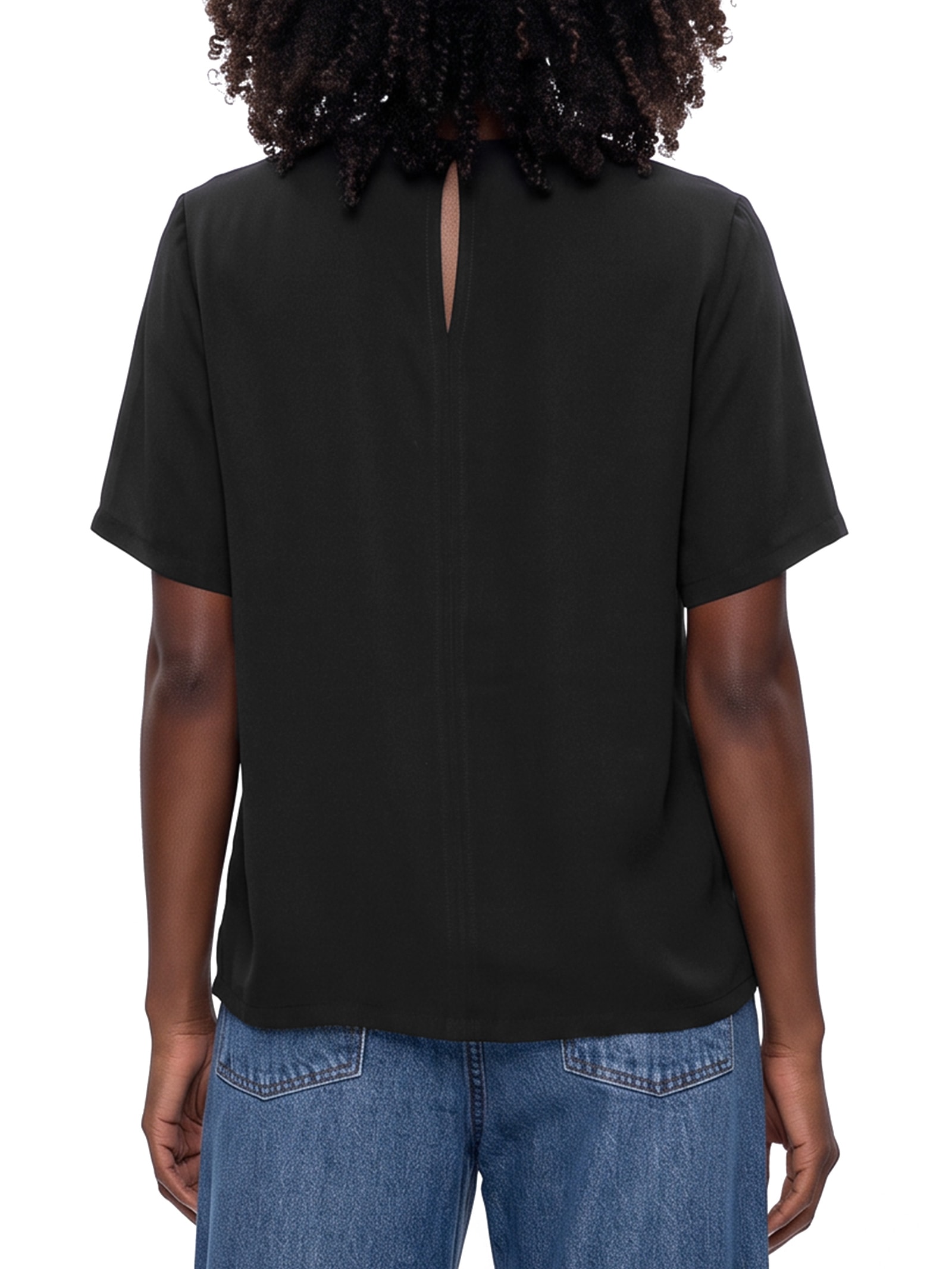 Blusa Feminina Manga Curta Peach Touch – Preto Hering