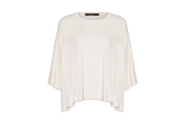 Blusa Feminina Manga Curta Quadradinha - Branco