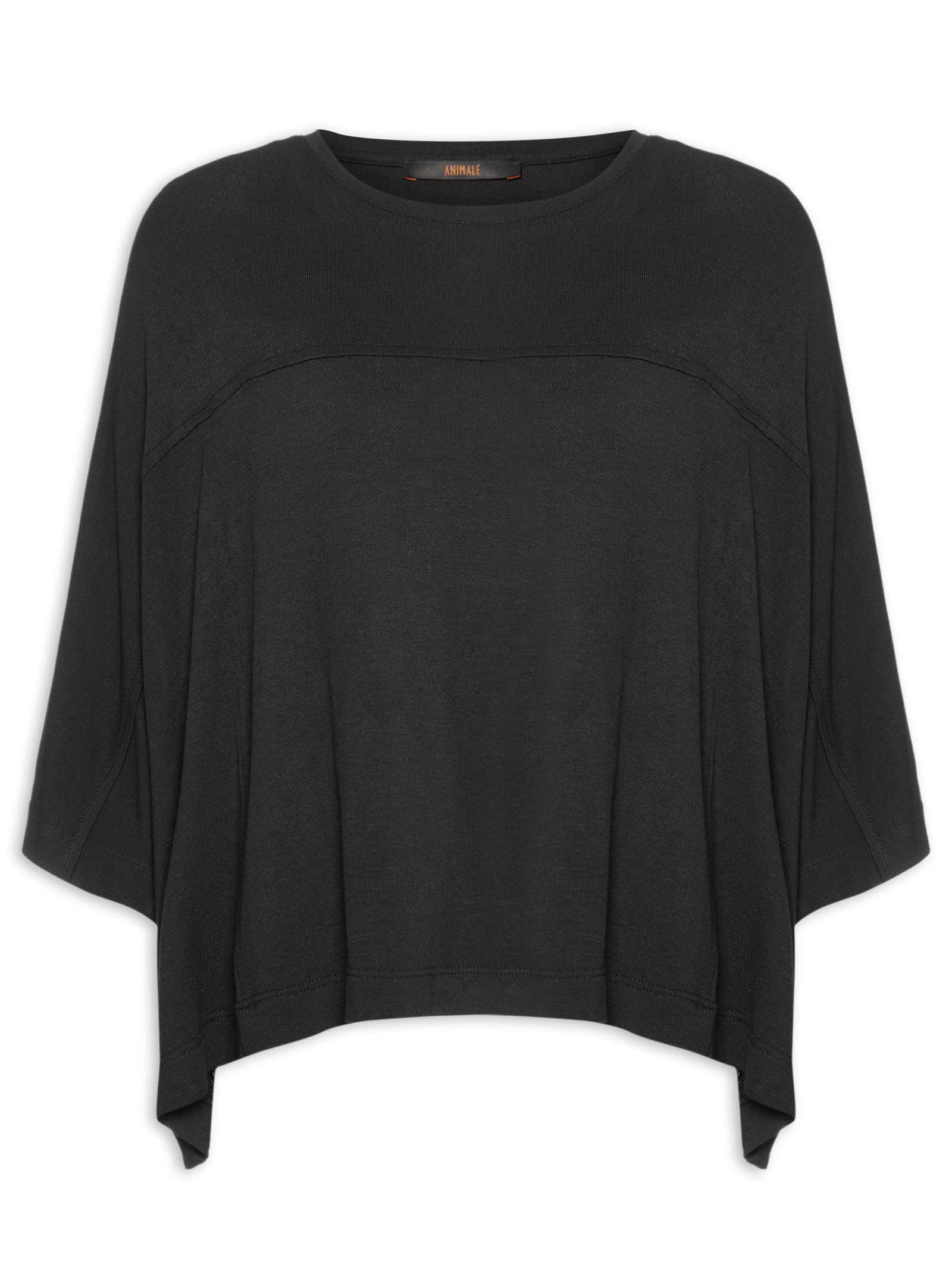 Blusa Feminina Manga Curta Quadradinha Preto Animale