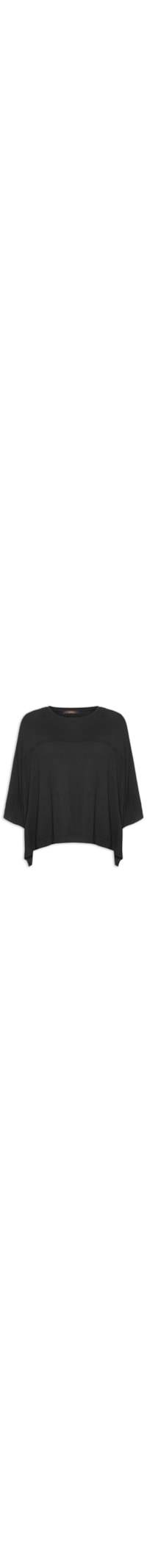 Blusa Feminina Manga Curta Quadradinha - Preto