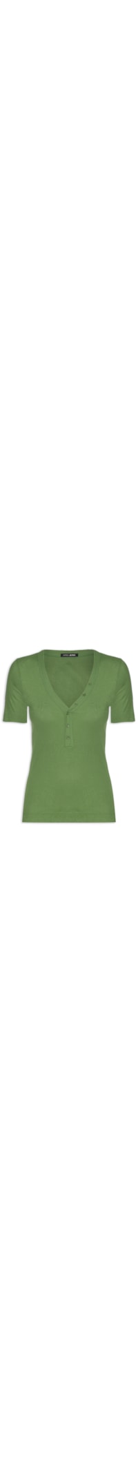 Blusa Feminina Manga Curta Ribana Botões Frontais - Verde