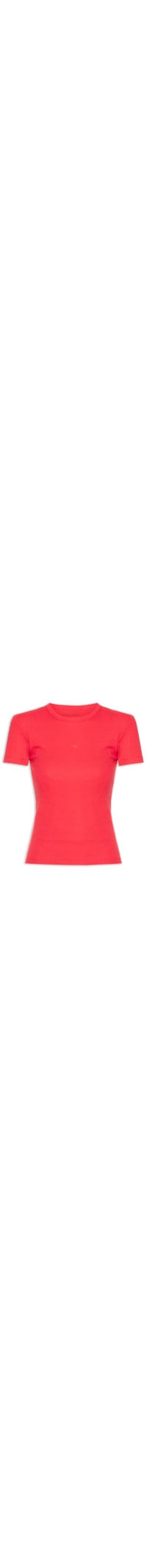Blusa Feminina Manga Curta Ribana Decote Careca - Vermelho