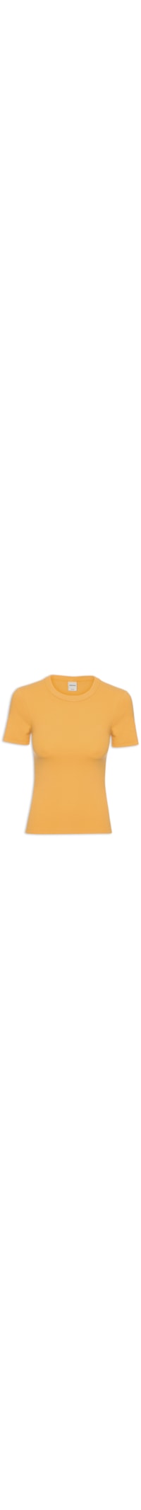 Blusa Feminina Manga Curta Slim Em Ribana - Laranja