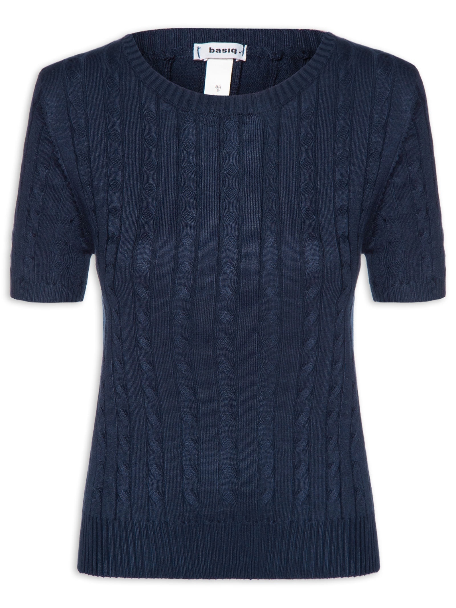 Blusa Feminina Manga Curta Texturizada Azul Basiq