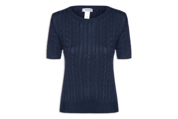 Blusa Feminina Manga Curta Texturizada - Azul
