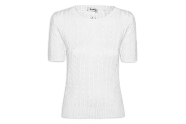 Blusa Feminina Manga Curta Texturizada - Branco